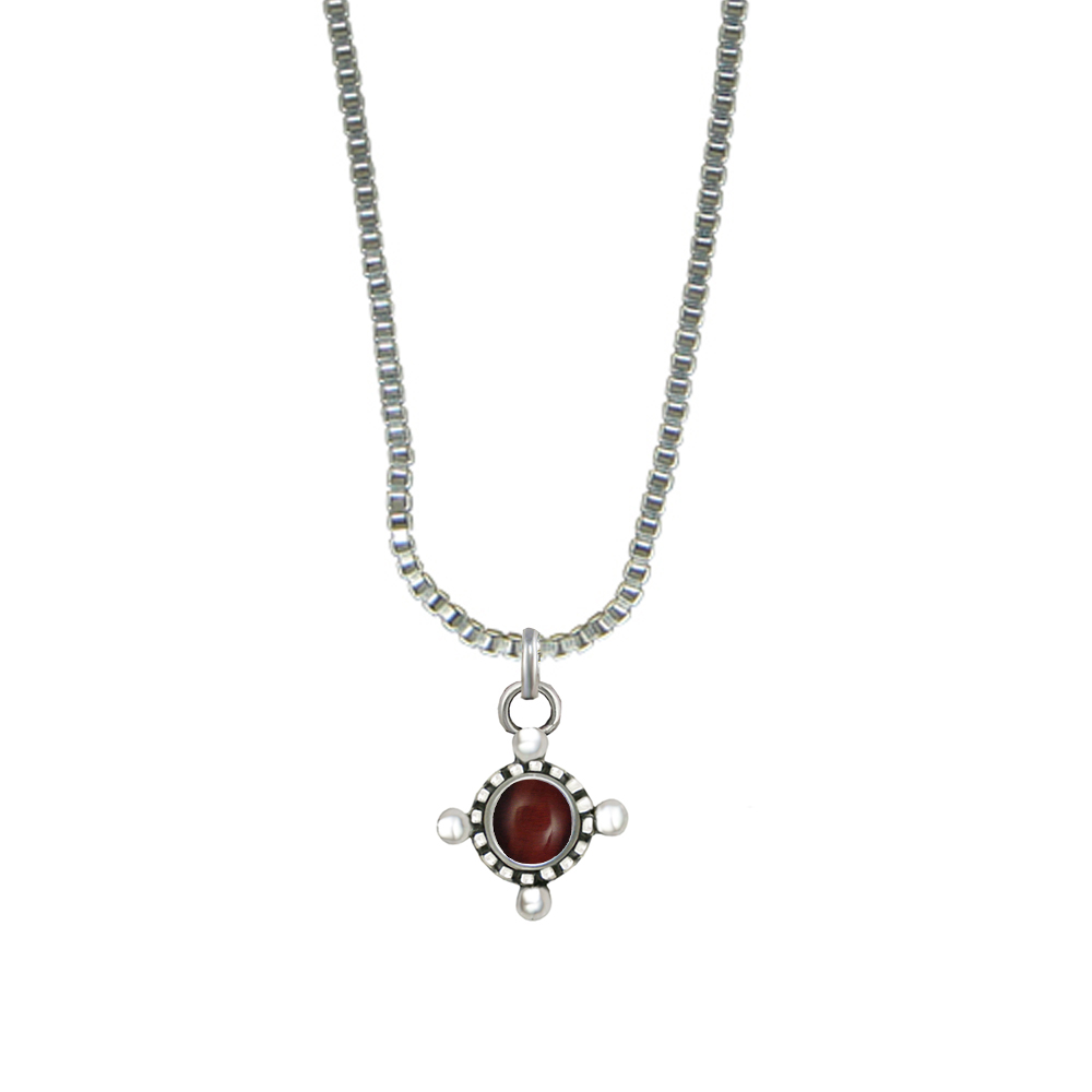 Sterling Silver Little Red Tiger Eye Pendant Necklace
